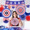 27 Pieces 4th of July Decorations Set, Red White Blue American Flag Hanging Honeycomb Paper Fans, Pom Poms, Swirls, Love USA Banner